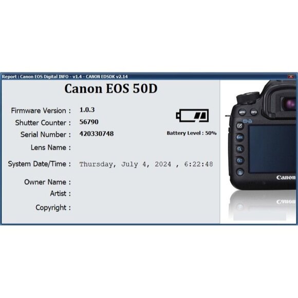 Canon EOS 50D SLR Digital Camera 15.1MP Canon 18-55mm IS Lens 4GB CF Card - Picture 12 of 16
